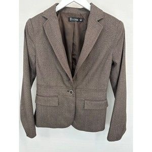 New York & Company 7th Avenue Single Breasted Charcoal Brow Jacket Blazer Size 0